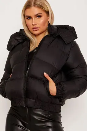 Hooded Padded Black Puffer Jacket