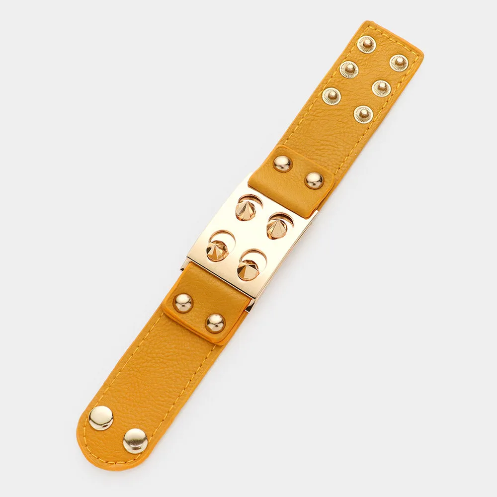 iLLASPARKZ Spike Cone Studded Faux Leather Bracelet