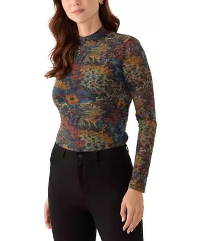 Jason Wu Women's Long Sleeve Knit Mesh Printed Top