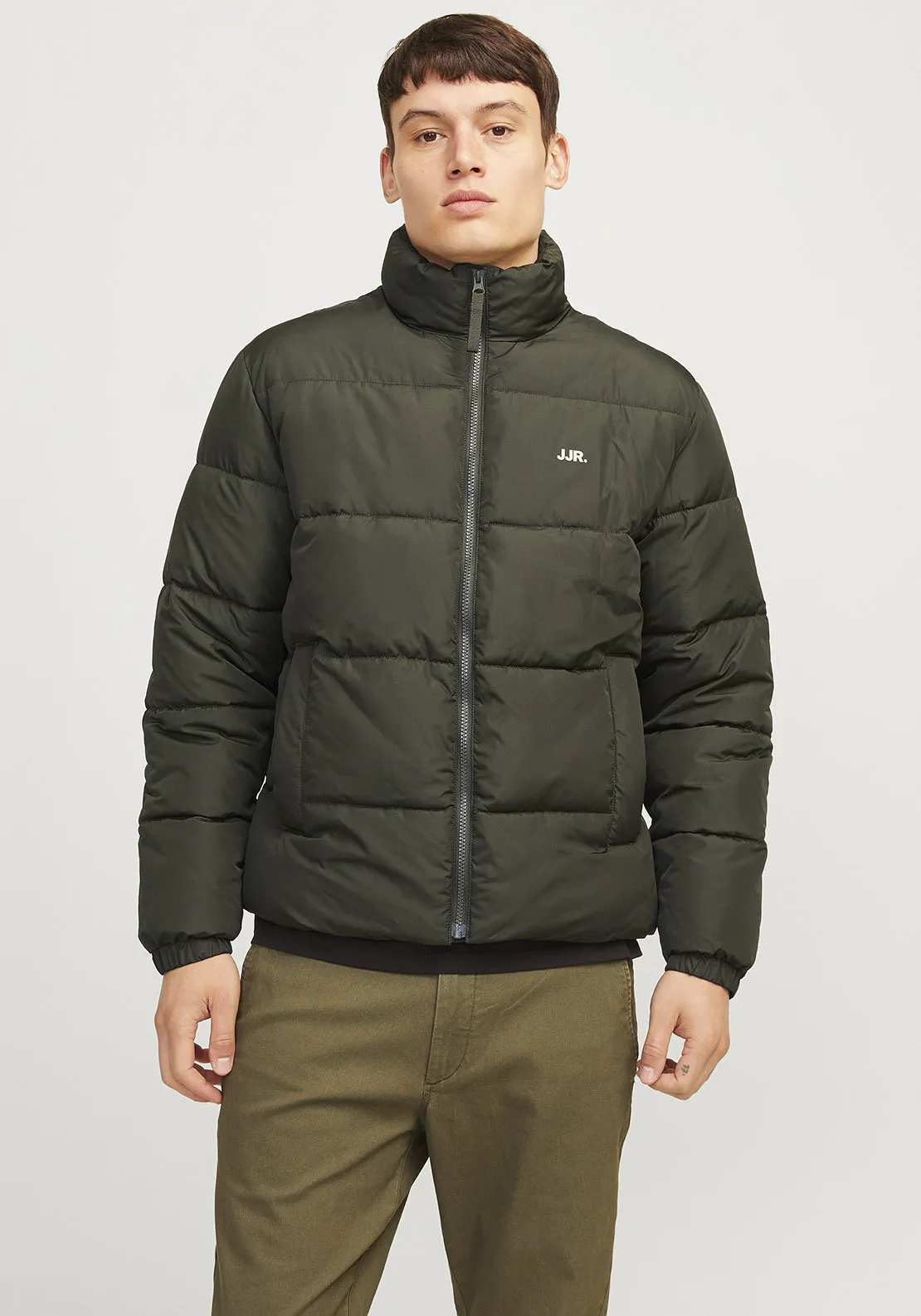 JJ Rebel by Jack & Jones Logo Puffer Jacket, Forest Green