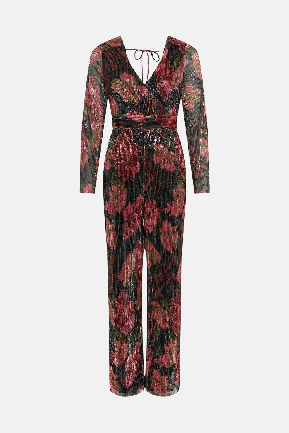 Jumpsuits | Floral Metallic Plisse Wrap Jumpsuit | Warehouse