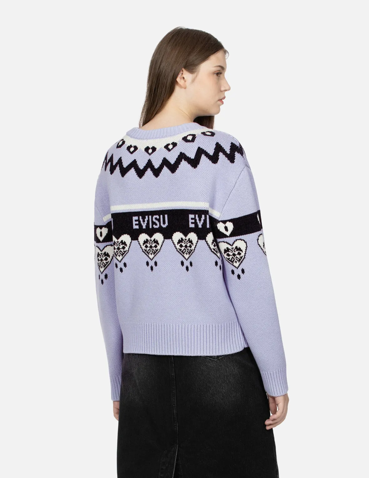 Kamon Heart Jacquard Loose Fit Sweater