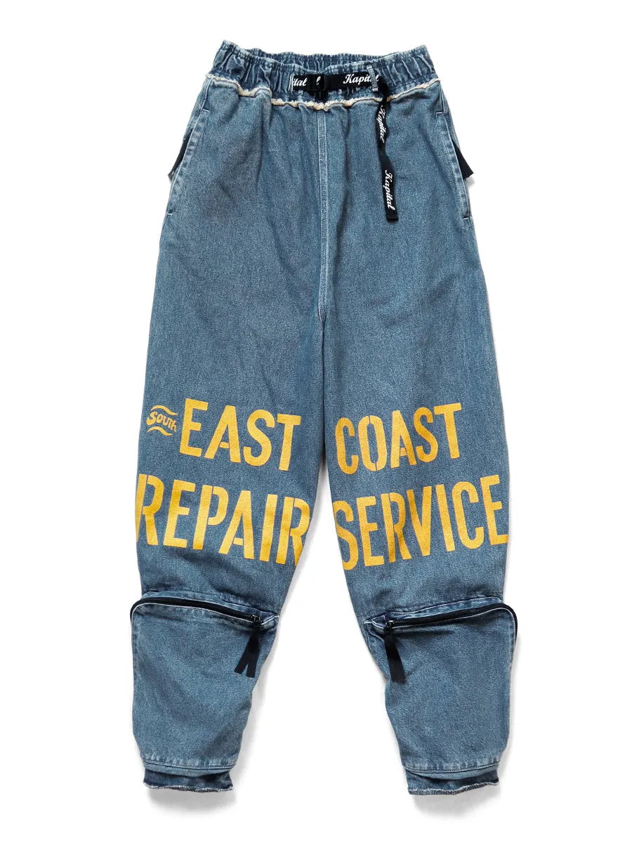 Kapital 12.5oz Broken Denim East Repairman Track Pants