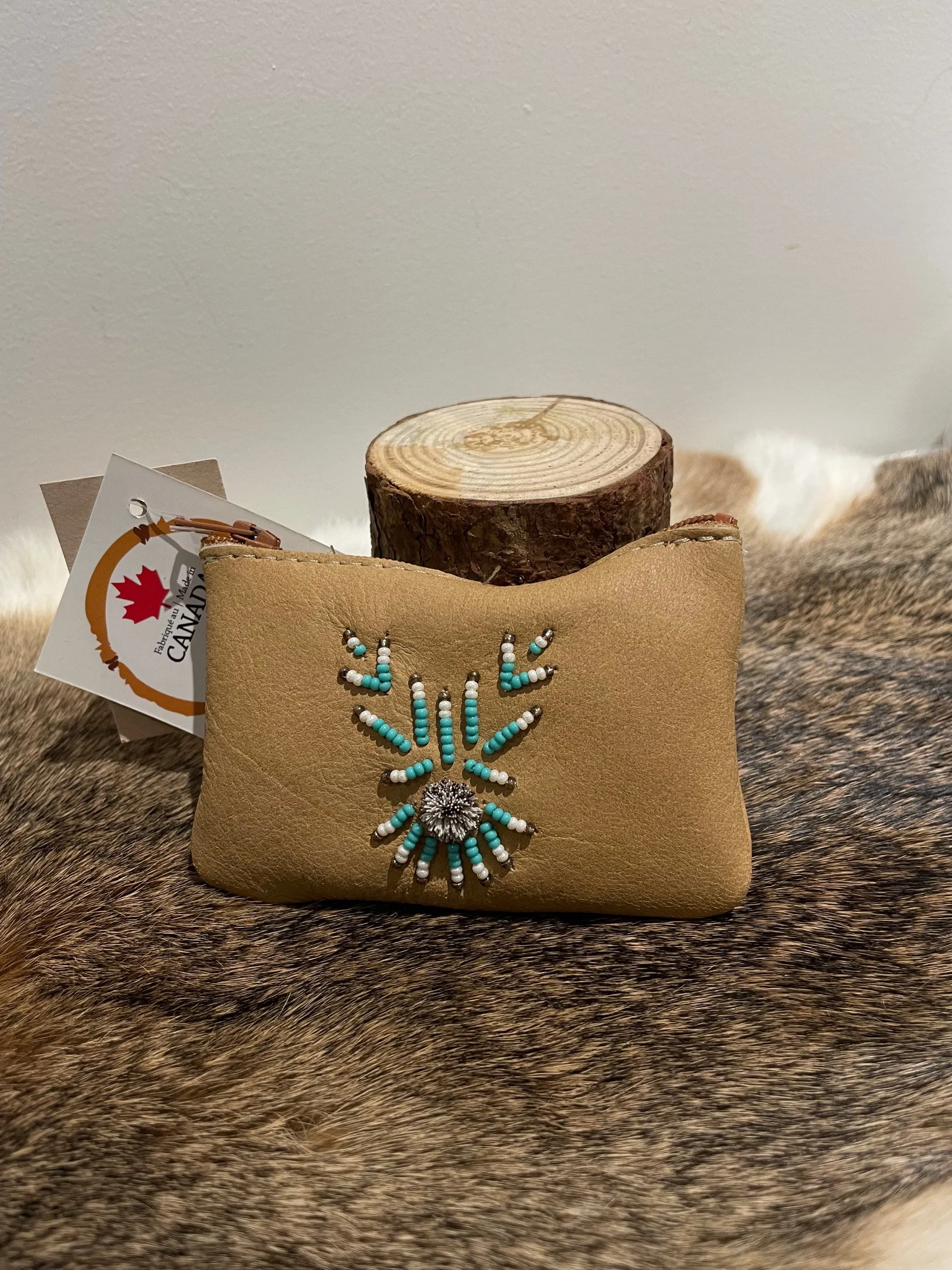 Leather beaded Pouch