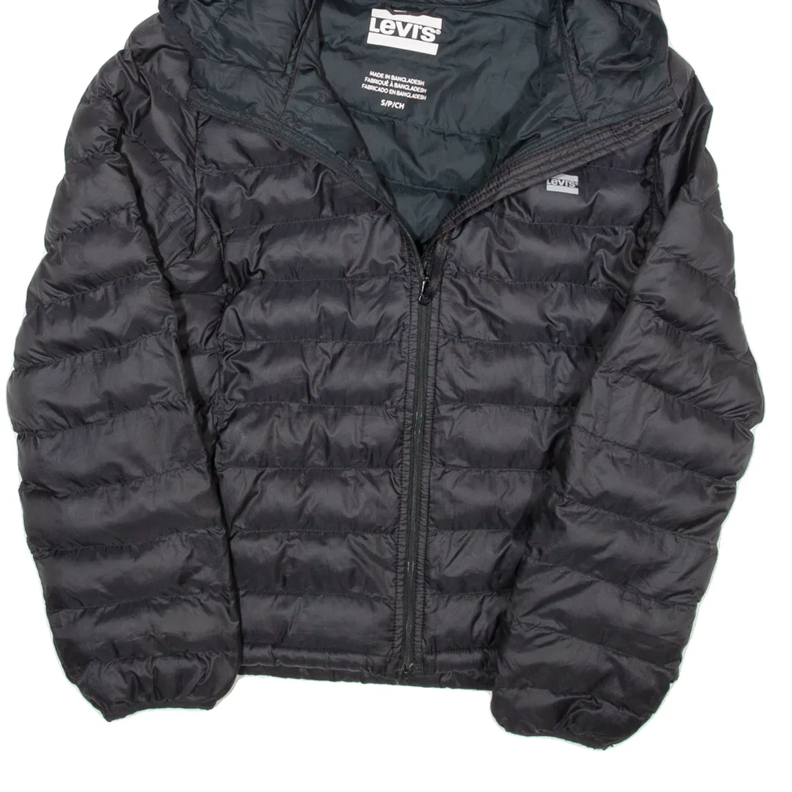 LEVI'S Womens Puffer Jacket Black Hooded S