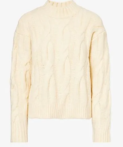 Levi's Womens White Swan Isabel cable-knit knitted jumper