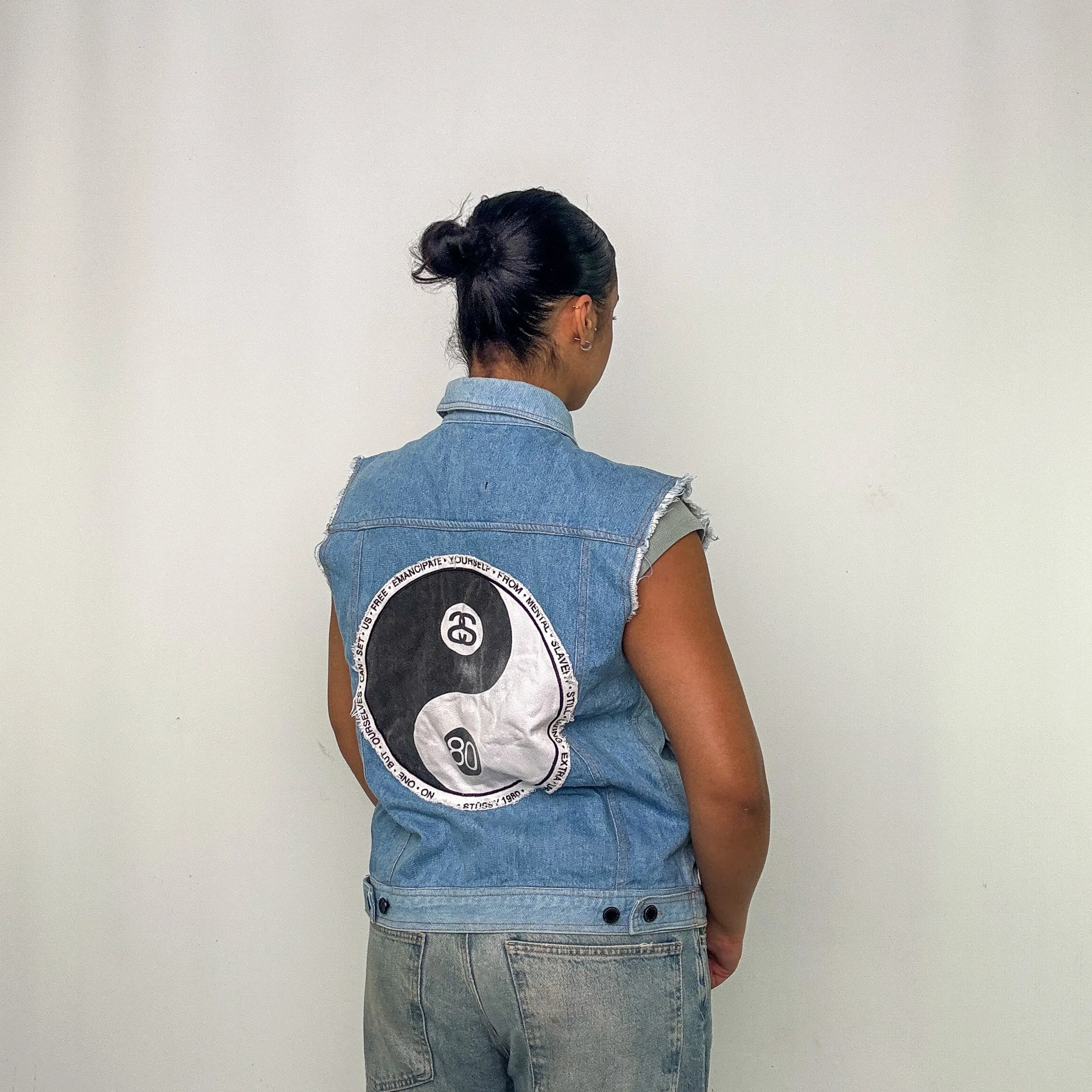 Light Blue y2ks Stüssy Gillet Denim Jacket (M)