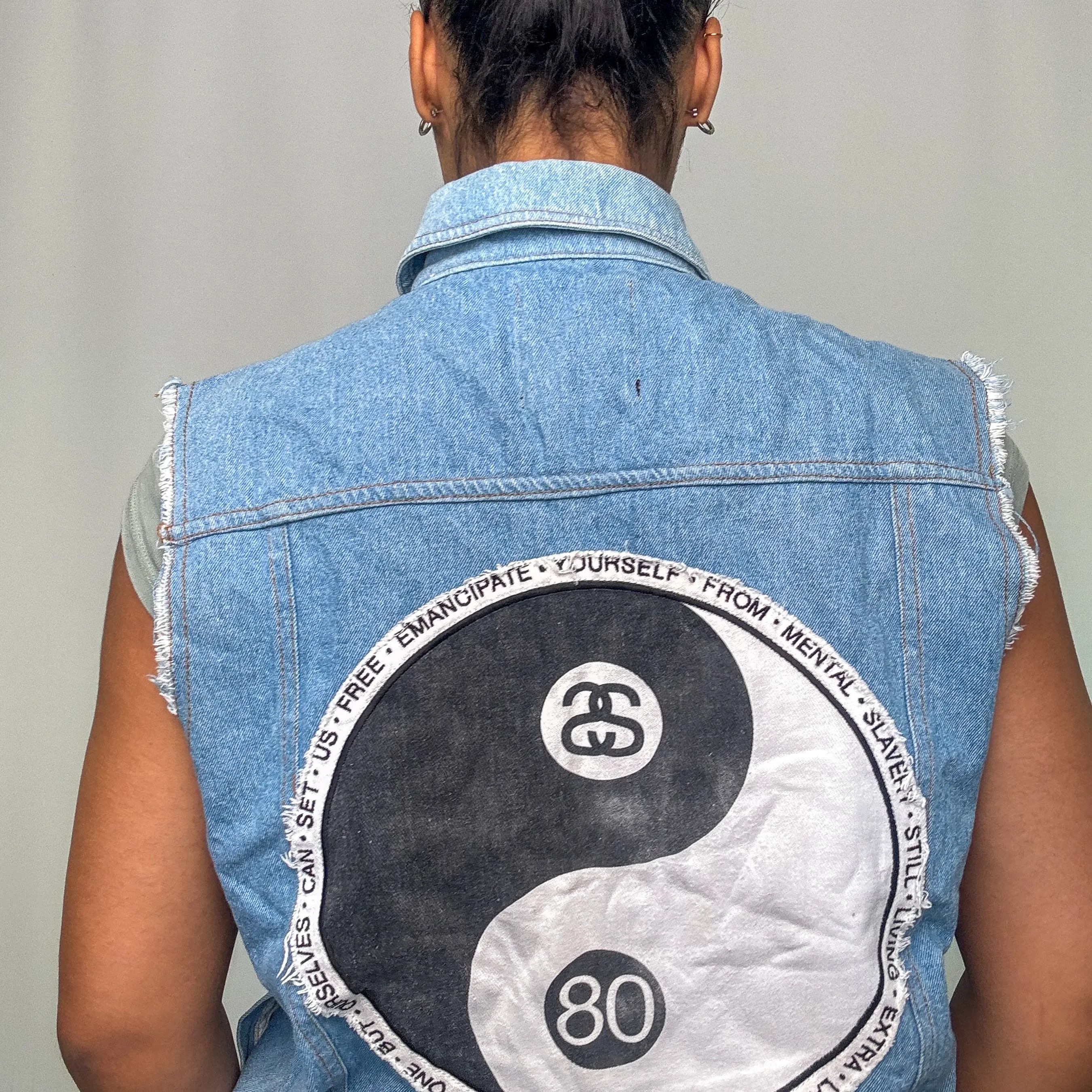 Light Blue y2ks Stüssy Gillet Denim Jacket (M)