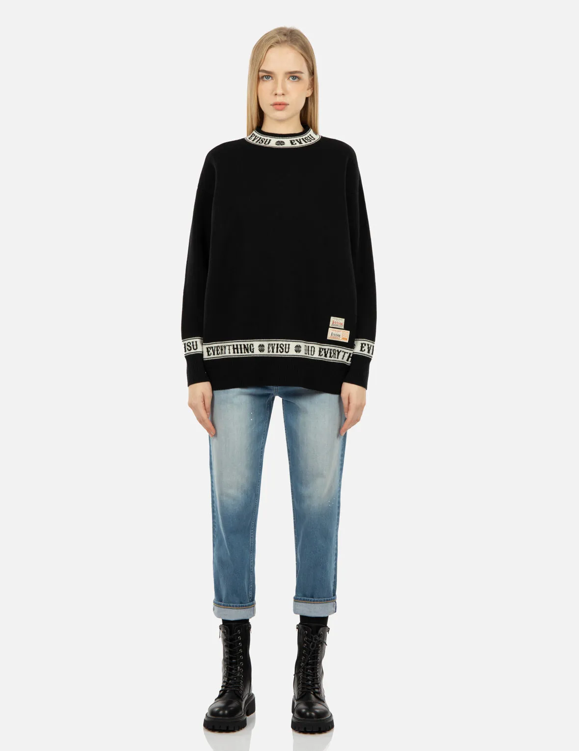 Logo and Kamon Jacquard Knitted Sweater