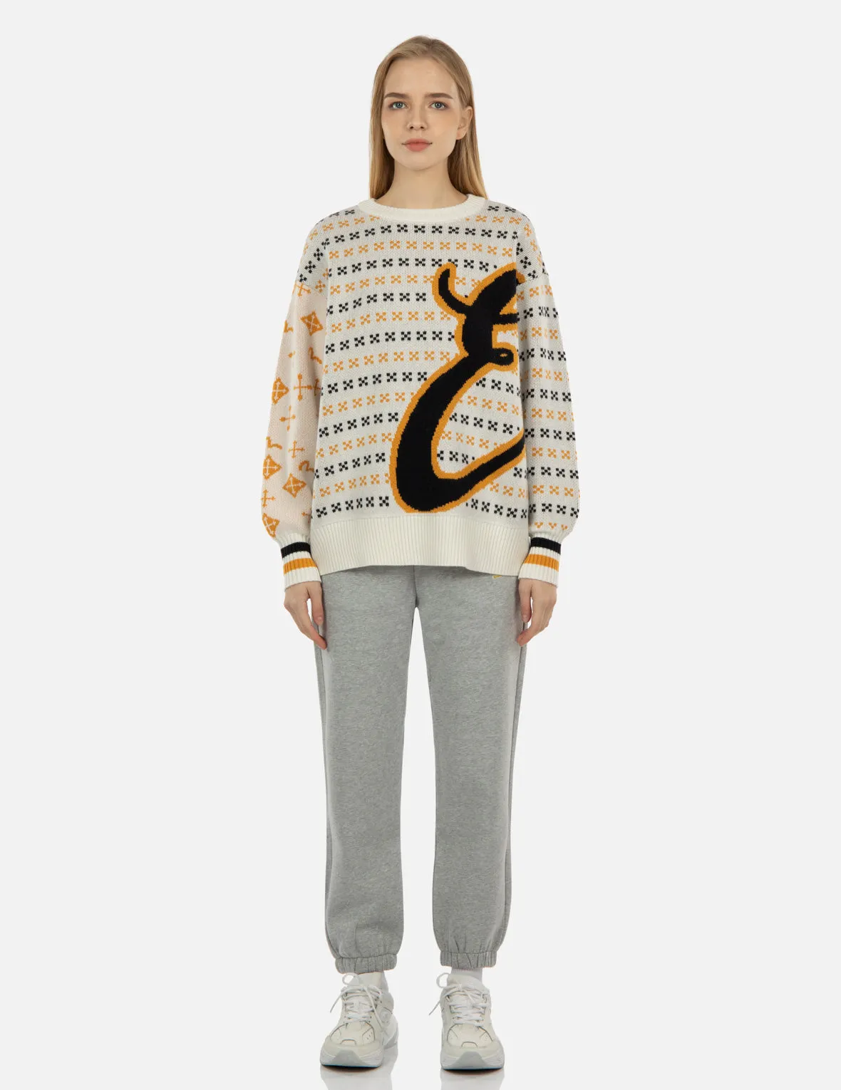 Logo Calligraphy Jacquard Knitted Sweater