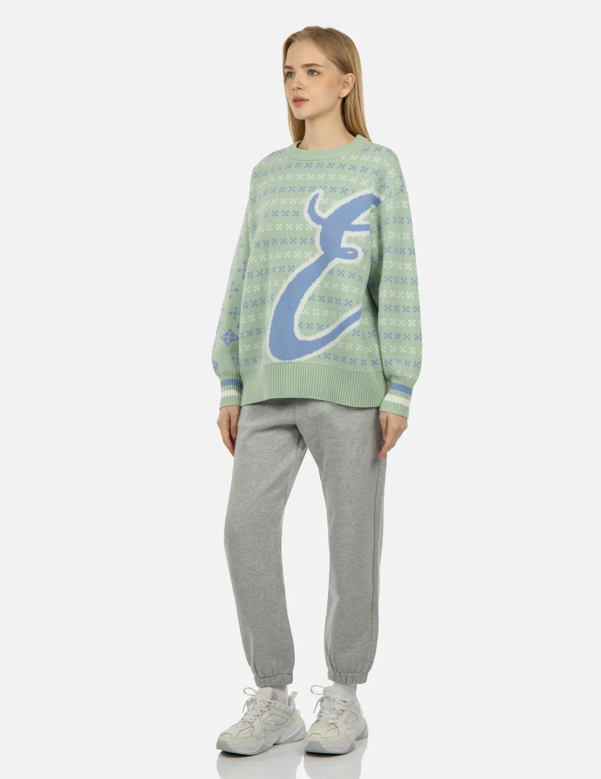 Logo Calligraphy Jacquard Knitted Sweater