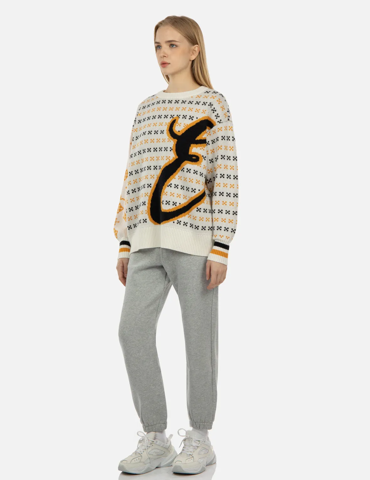 Logo Calligraphy Jacquard Knitted Sweater