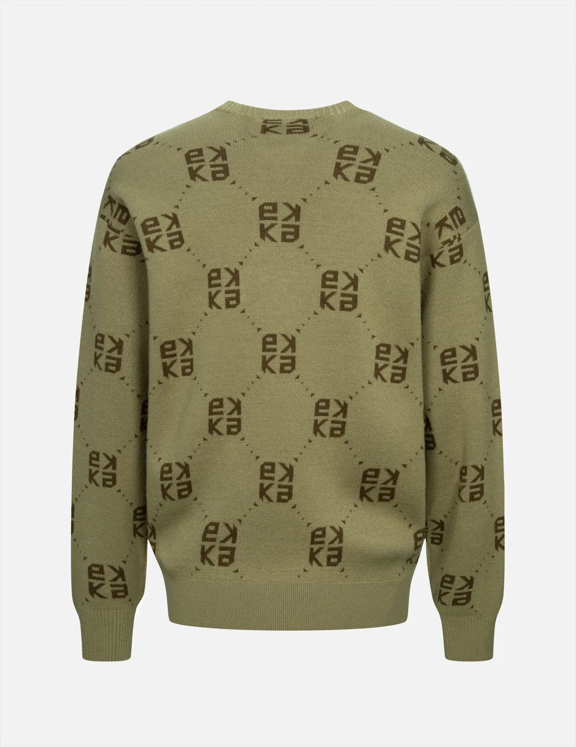 Logo Embroidery Monogram Jacquard Relaxed Fit Sweater