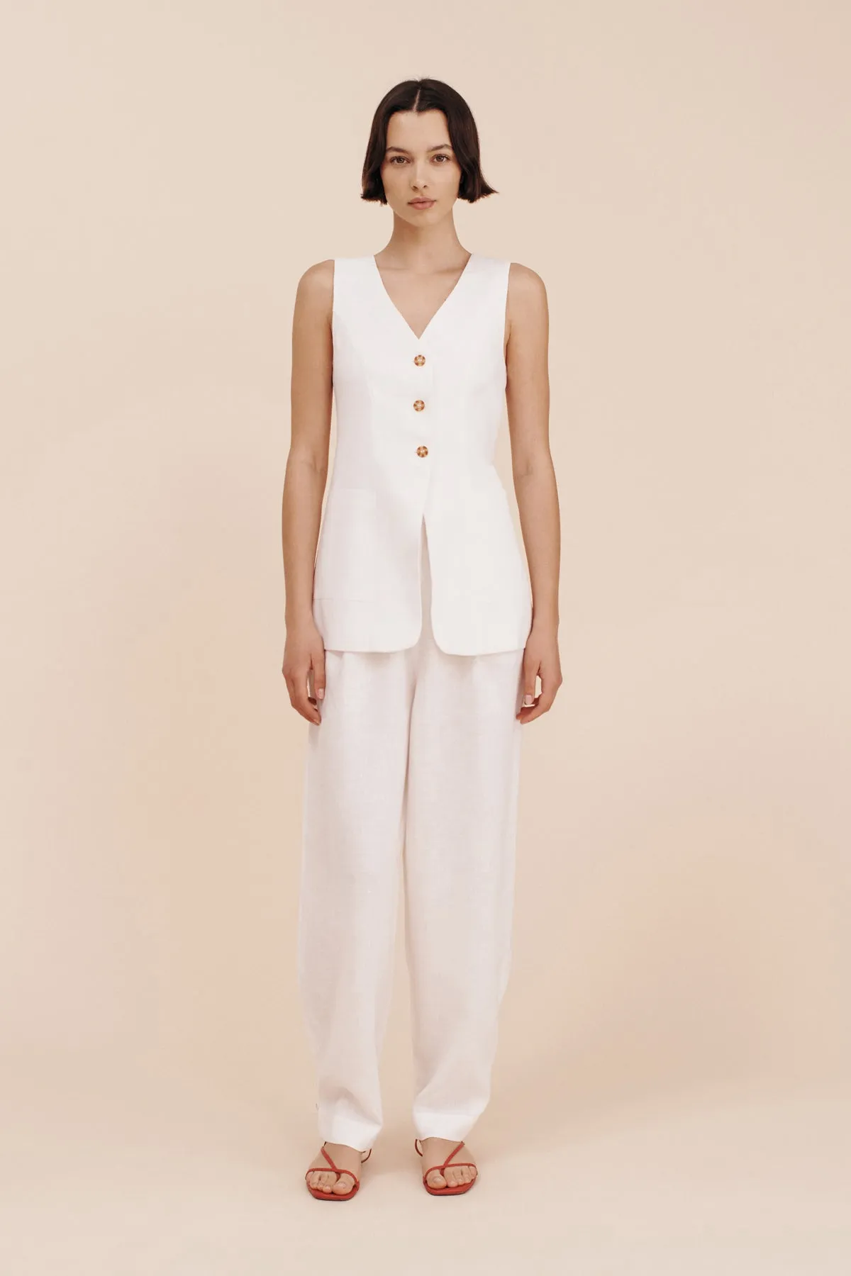 LORENZO TAILORED VEST - IVORY