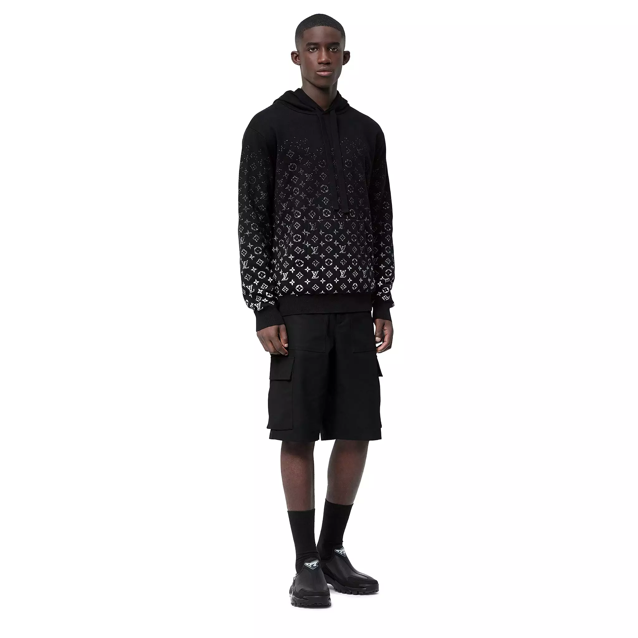 Louis Vuitton Monogram Gradient Knit Black Hoodie