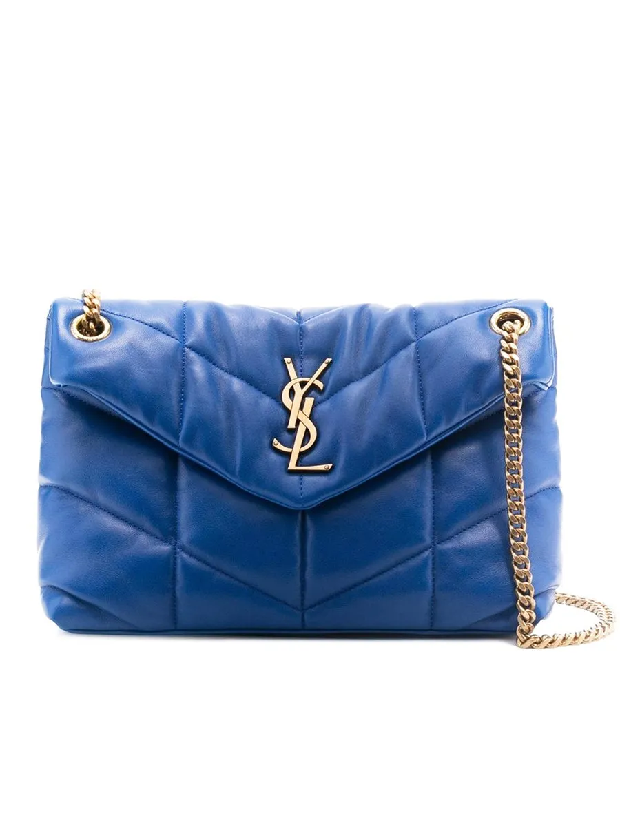 Loulou Puffer Small Bleu Majorelle Quilted Shoulder Bag