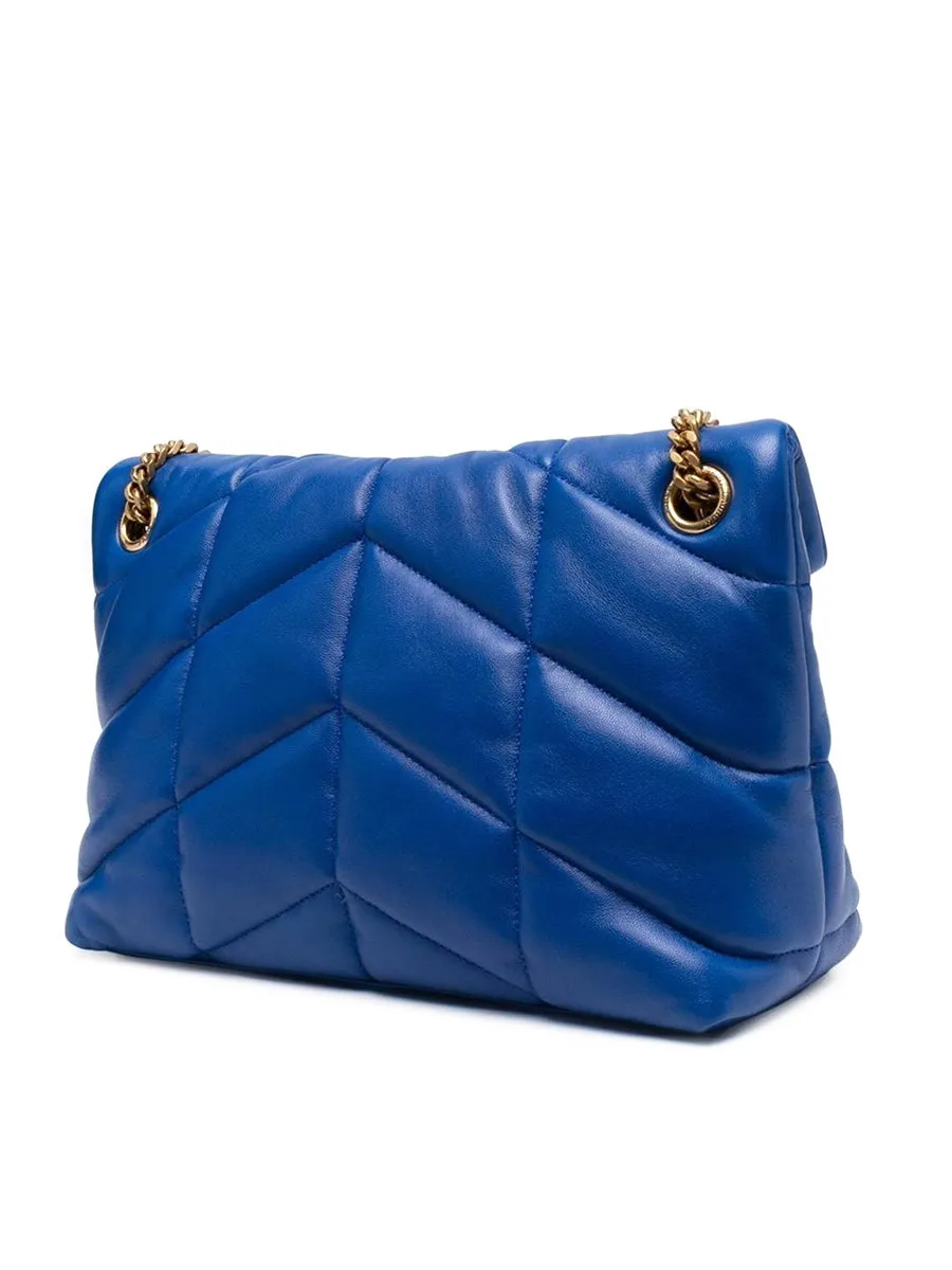 Loulou Puffer Small Bleu Majorelle Quilted Shoulder Bag