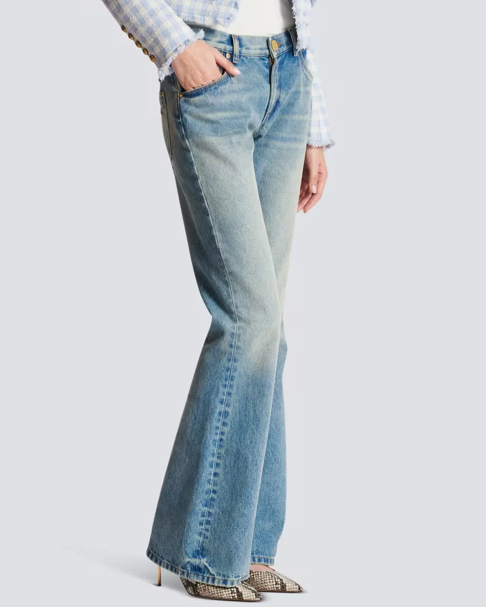 Low Rise Western Crop Bootcut Jean in Bleu