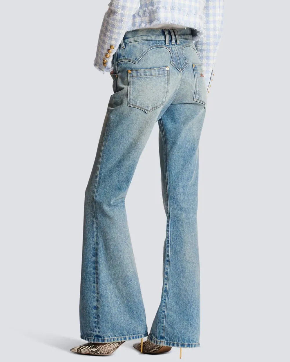 Low Rise Western Crop Bootcut Jean in Bleu