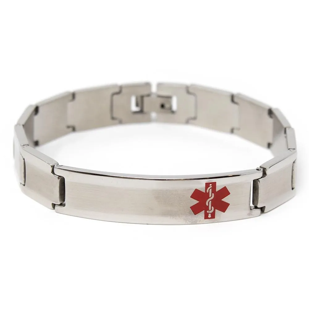 Men's Stainless Steel Medical ID Link Bracelet