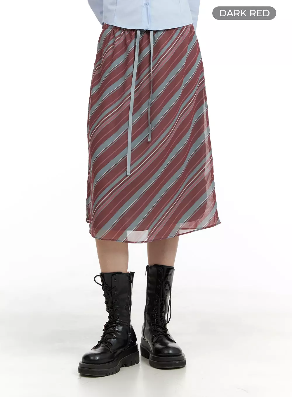 Mesh Striped Midi Skirt CA411