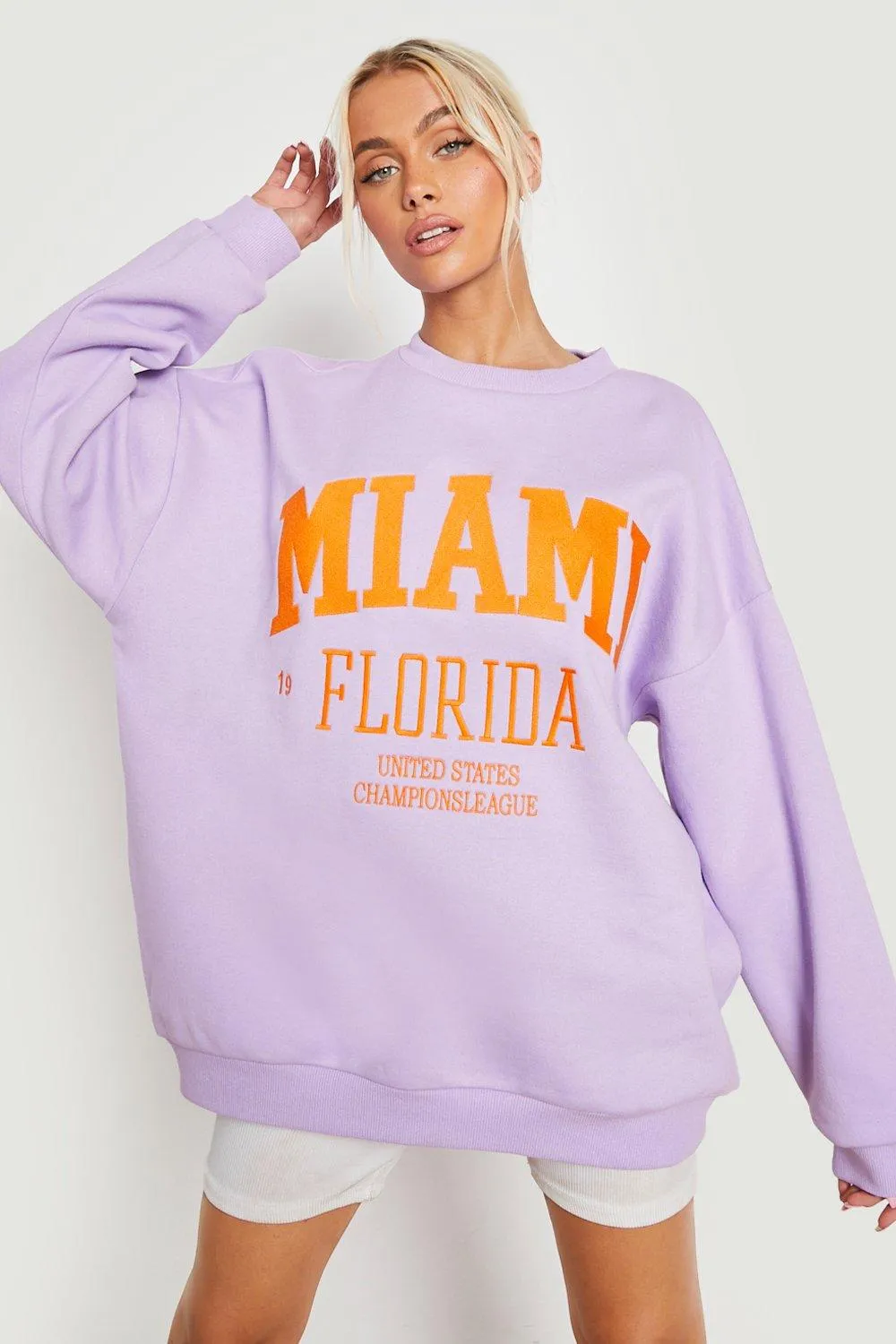 Miami Florida Embroidered Oversized Sweater