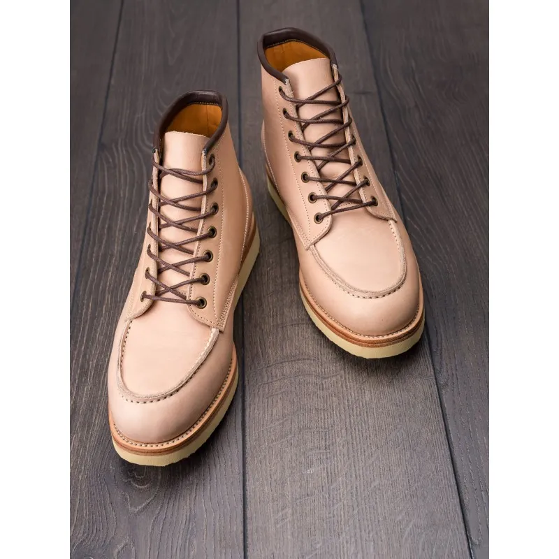 Midas x Skolyx x Dr. Sole Moc toe boot natural semi veg tan