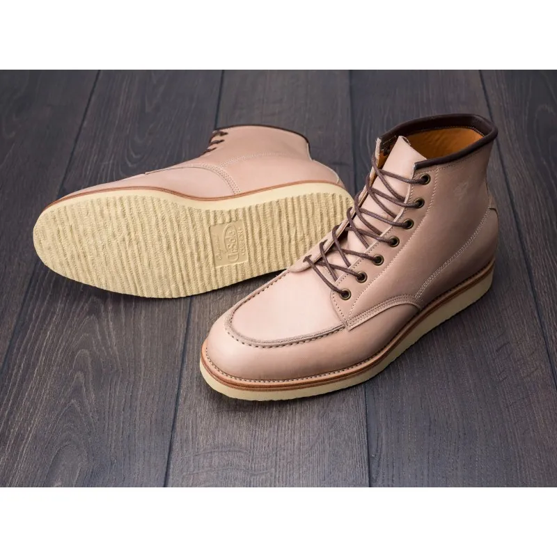 Midas x Skolyx x Dr. Sole Moc toe boot natural semi veg tan