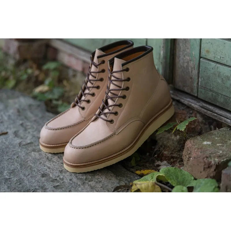 Midas x Skolyx x Dr. Sole Moc toe boot natural semi veg tan