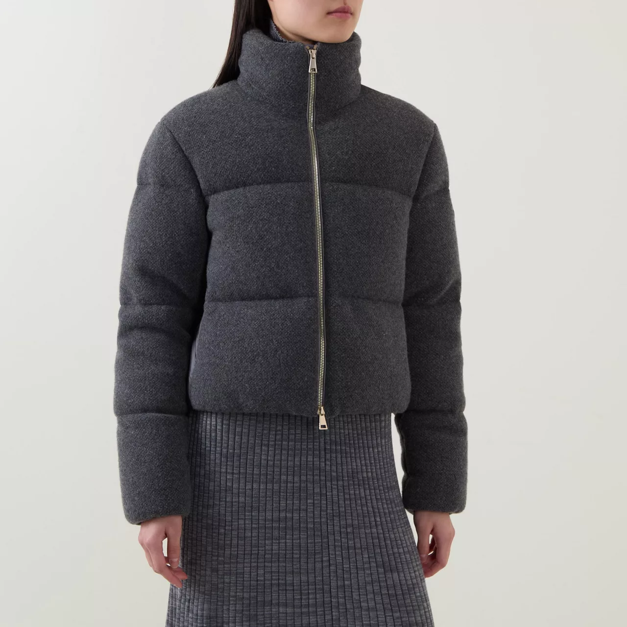 MONCLER Breze Short Puffer Jacket - Charcoal