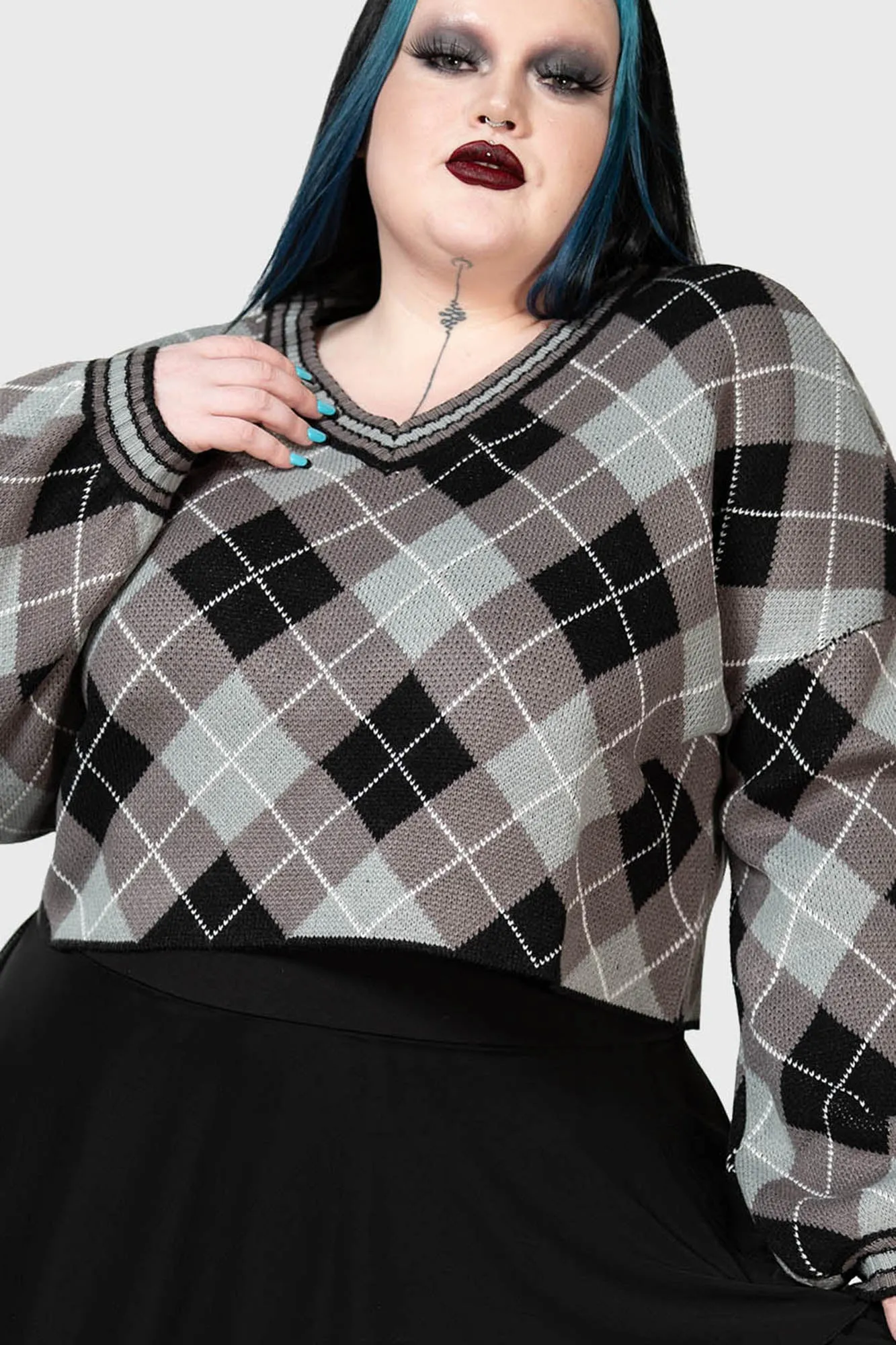 Nasiv Argyle Knit Top [PLUS]