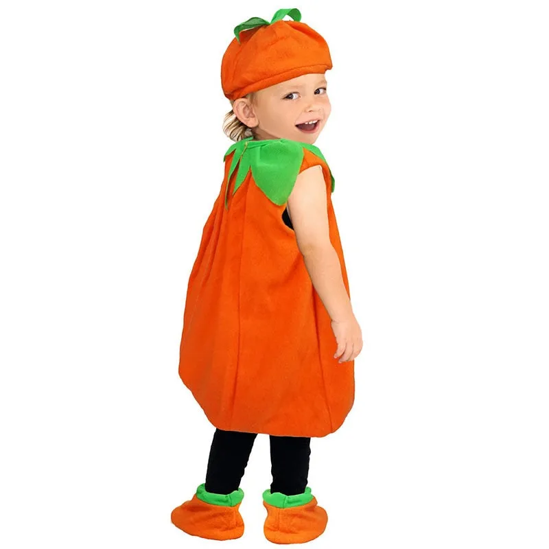 Newly Cosplay Halloween Toddler Baby Kid Pumpkin Print Sleeveless Romper Jumpsuits Tops+Hats Baby Clothes Costumes