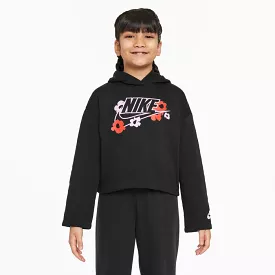 NIKE JUNIOR FLORAL FT BLACK HOODIE