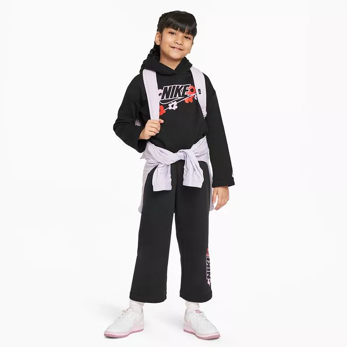 NIKE JUNIOR FLORAL FT BLACK HOODIE