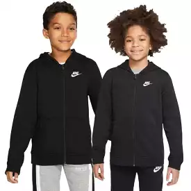 NIKE JUNIOR SPORTSWEAR CLUB BLACK FULL-ZIP HOODED JACKET