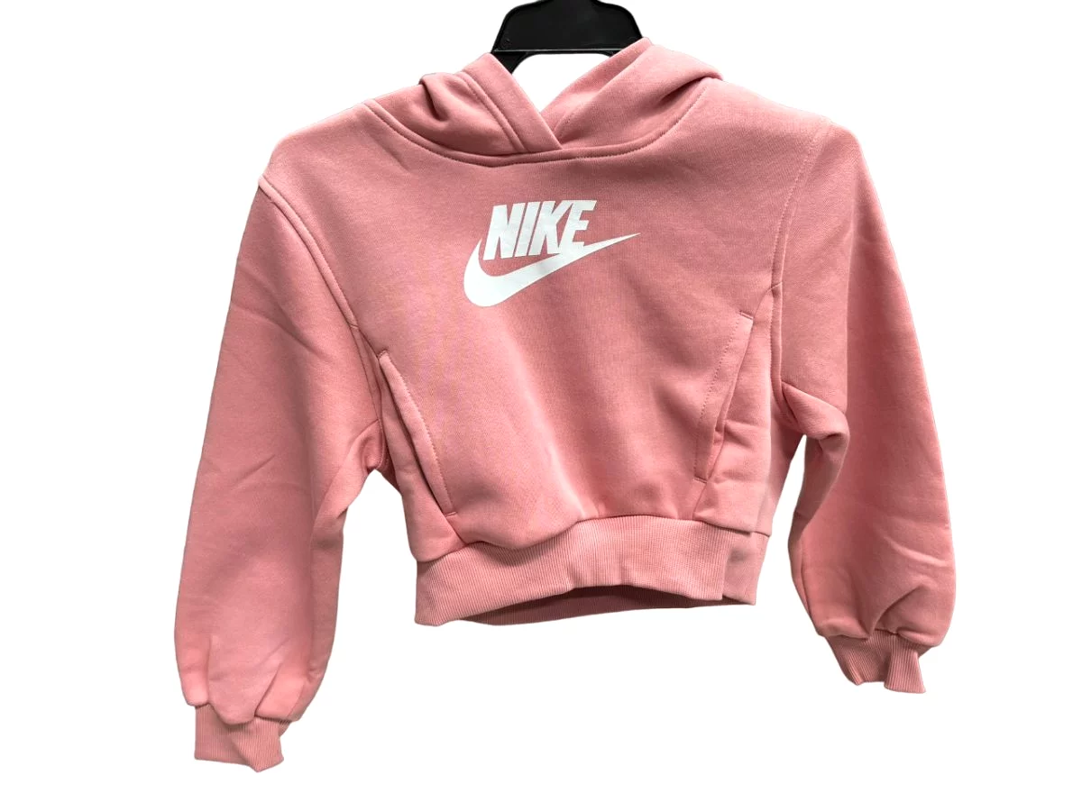 NIKE JUNIOR SPORTSWEAR CLUB PINK CROP HOODIE