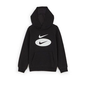 NIKE JUNIOR SWOOSH PULLOVER BLACK HOODIE