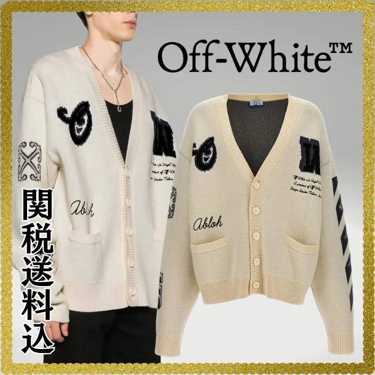 Off-White  |Wool Street Style Logo Cardigans