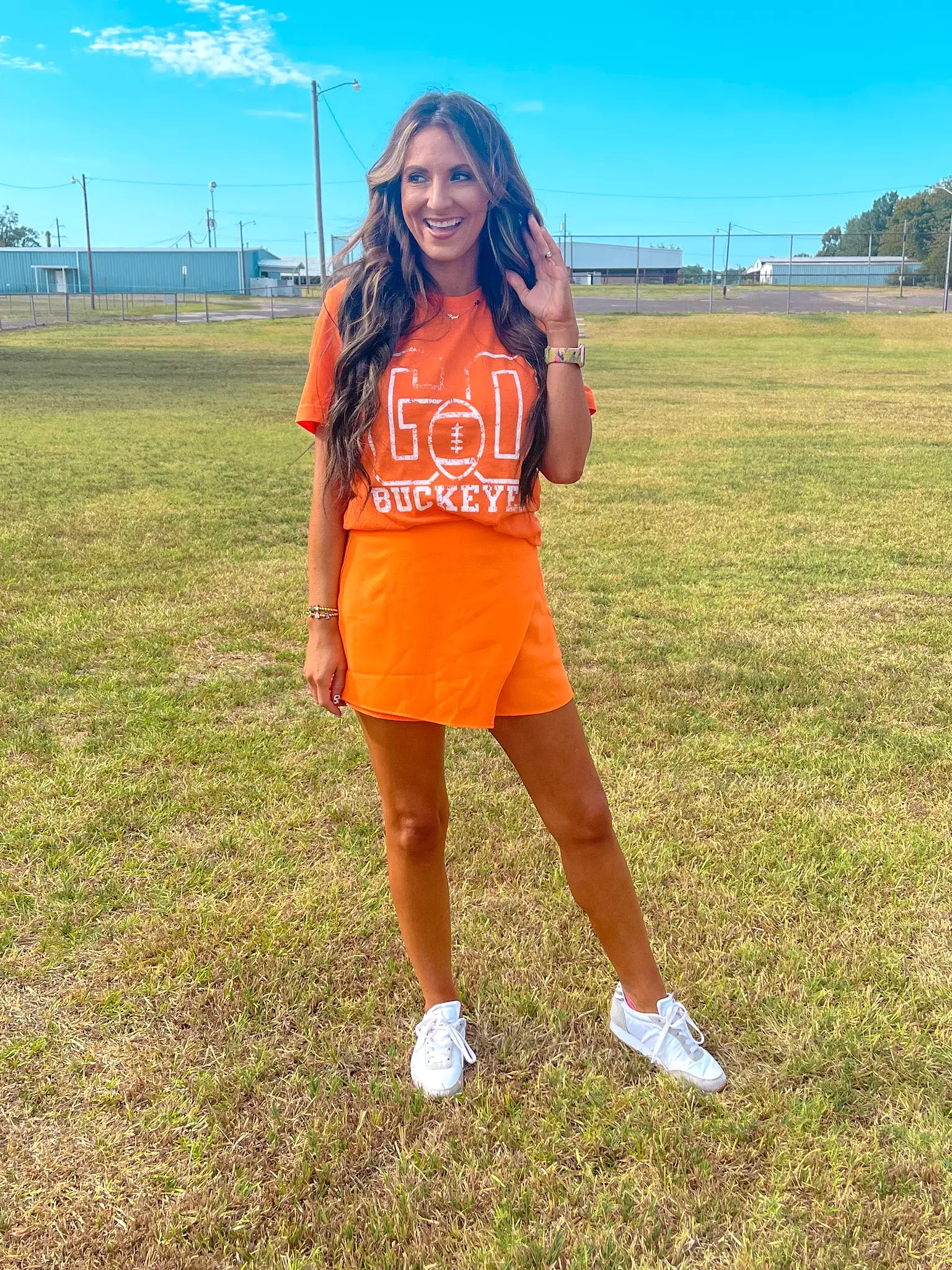 Orange Asymmetrical Hem Skirt