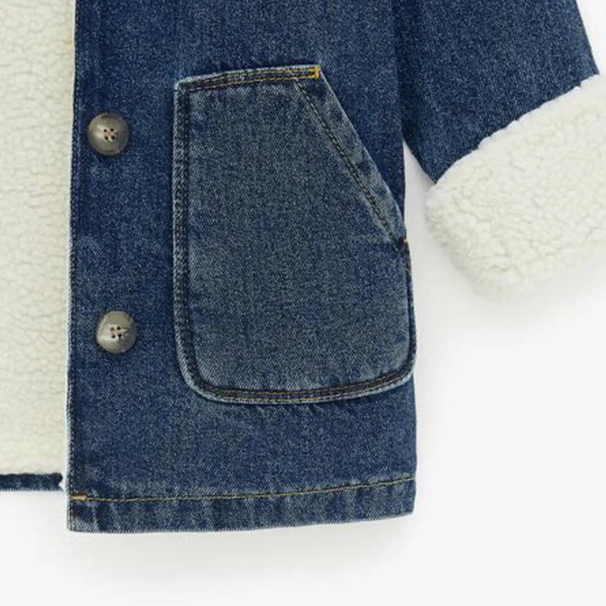 Oversized Denim Coat With Sherpa