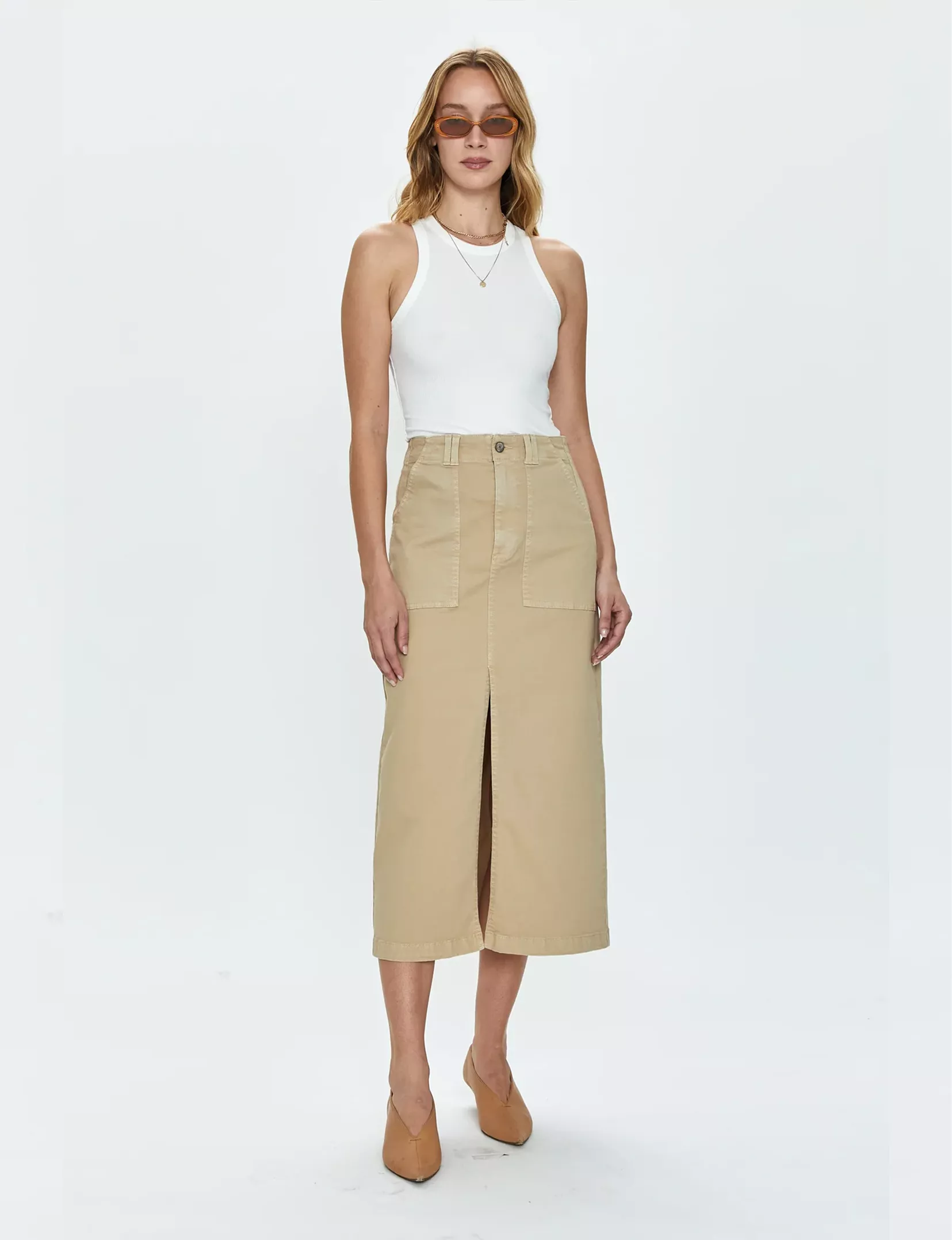 Pamela Utility Midi Skirt, Latte