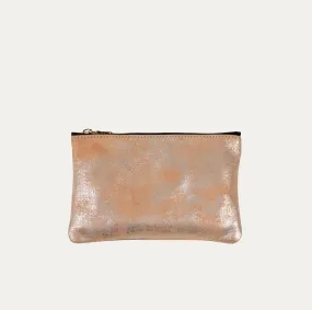 Pauly Pouch Organizer | Blush Metallic Leather + Gold Hardware