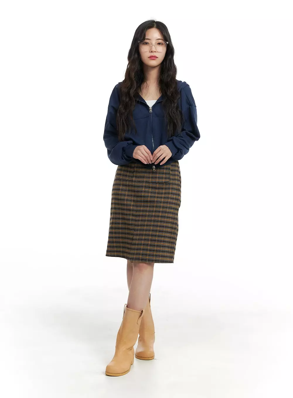 Plaid Midi Skirt OM422