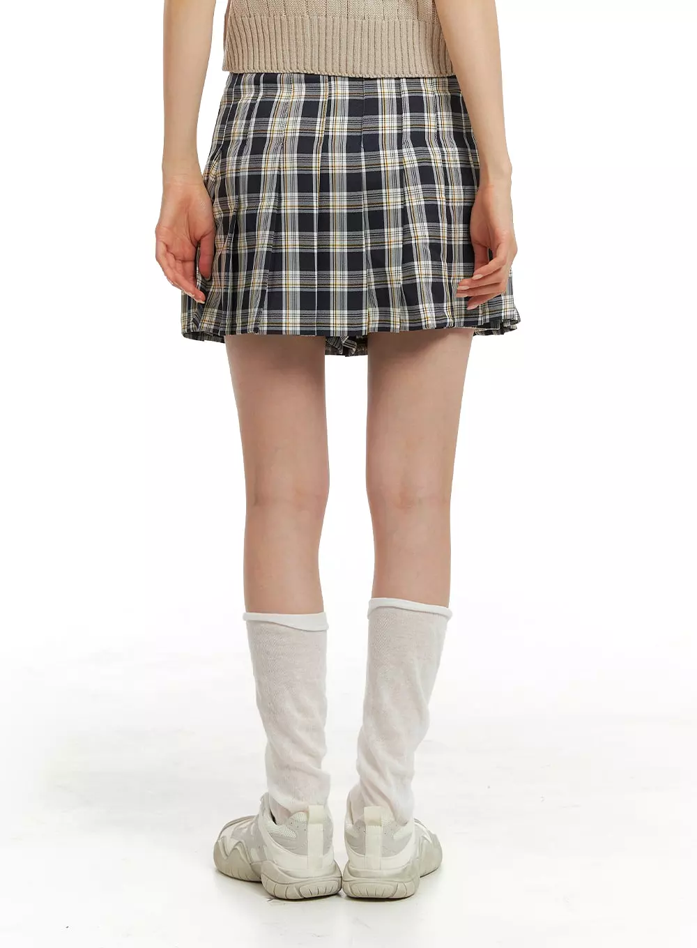 Pleated Check Mini Skirt OM420