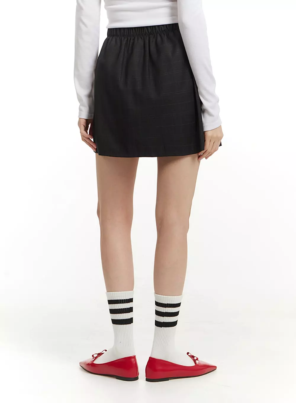 Pleated Checkered Mini Skirt IM406