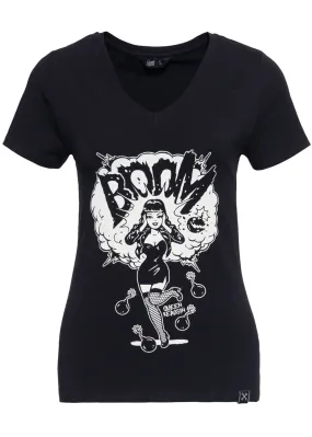 Queen Kerosin Boom Girly T-Shirt Black