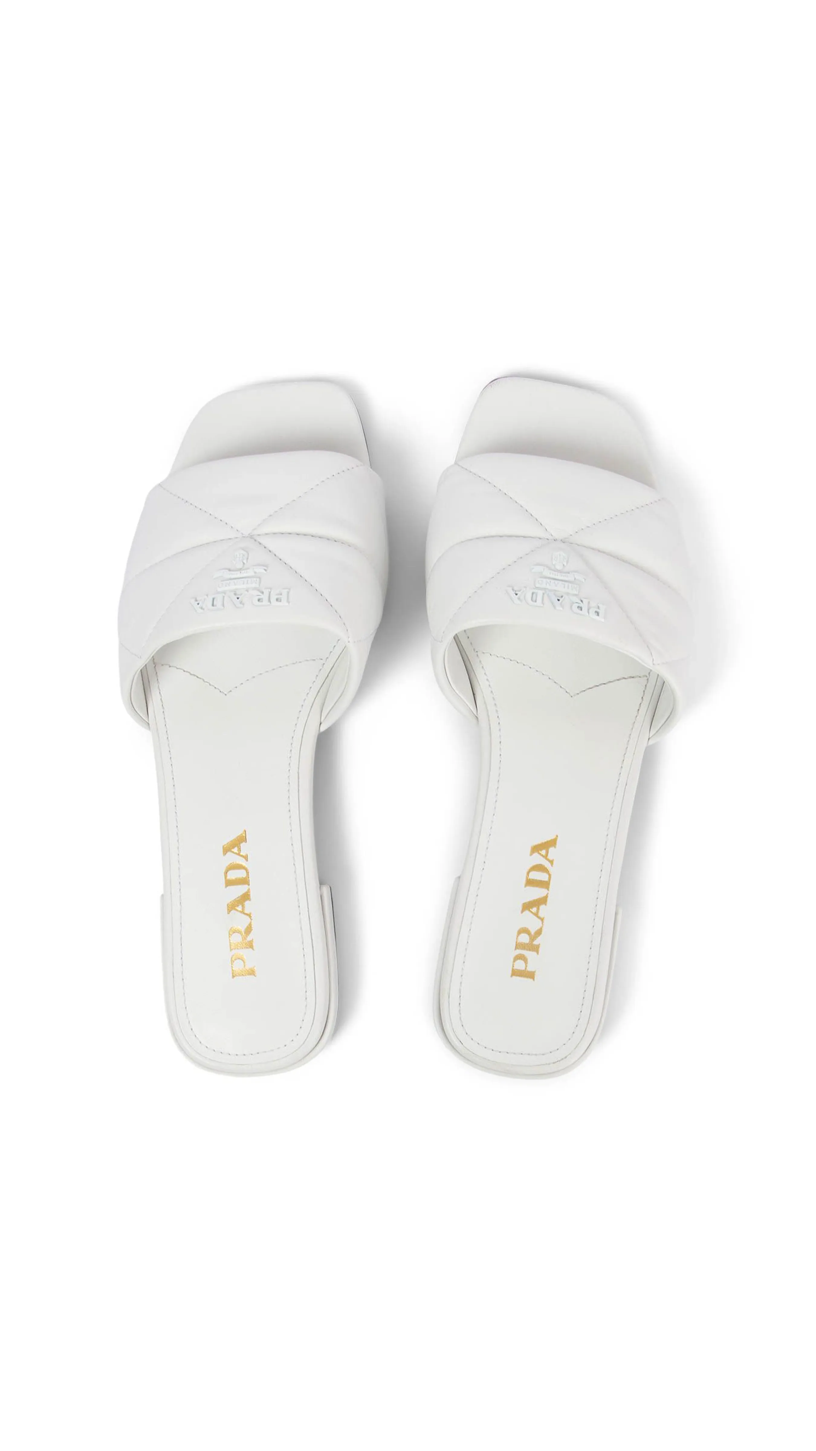 Quilted Nappa Leather Slides - White