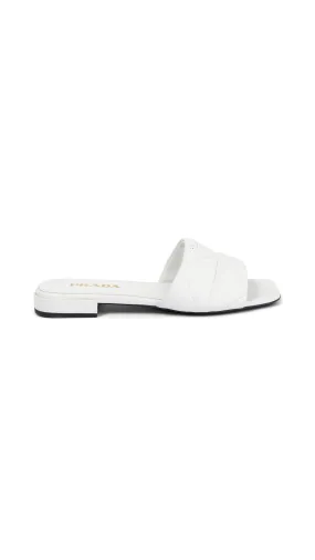 Quilted Nappa Leather Slides - White