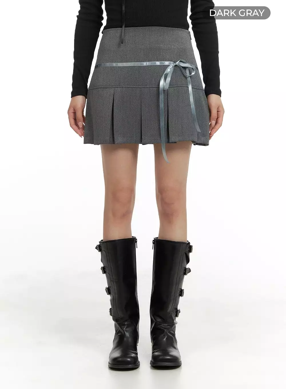 Ribbon Half-Pleated Mini Skirt CM426