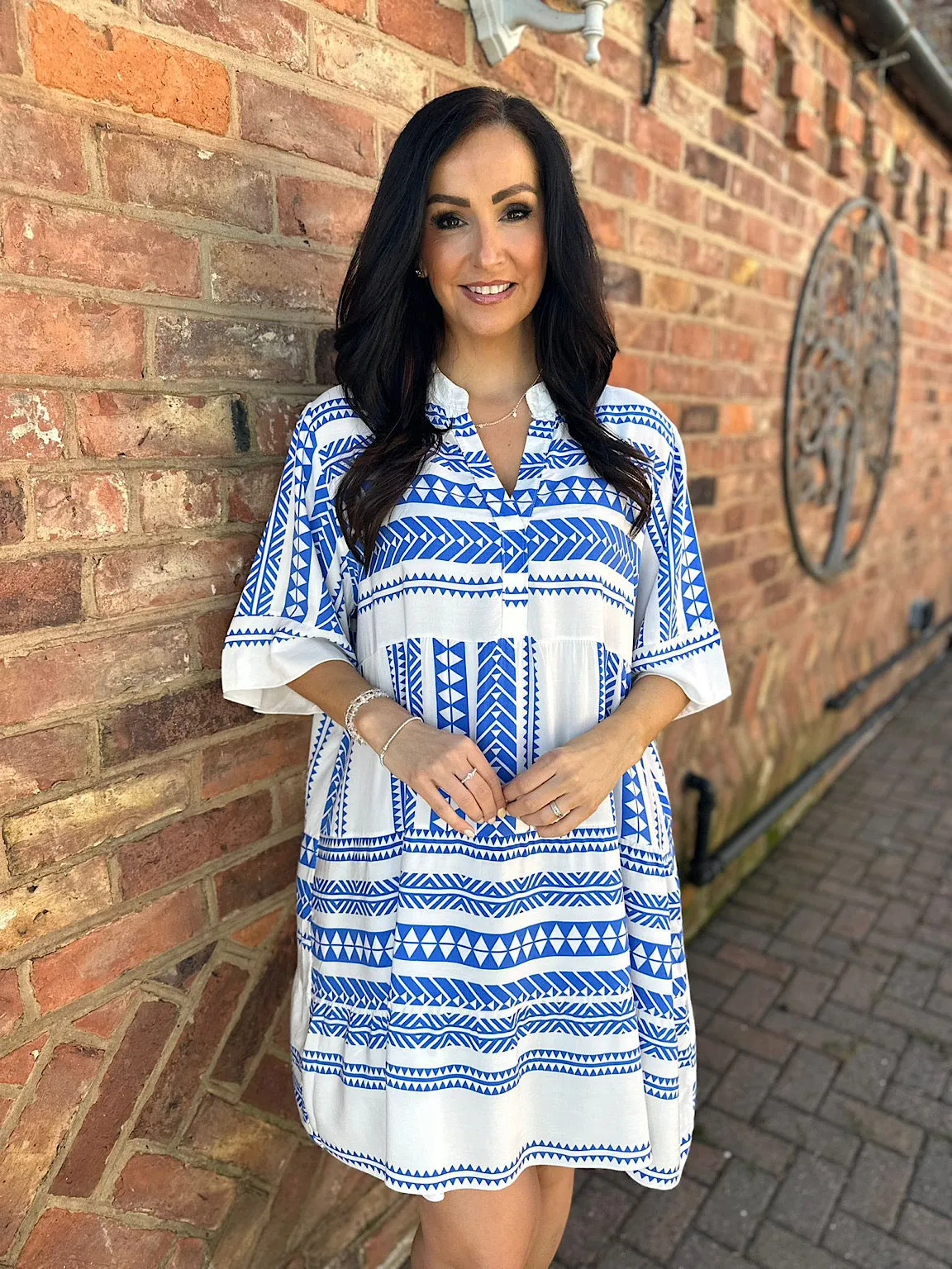 Royal Blue Tribal Print Dress Forest